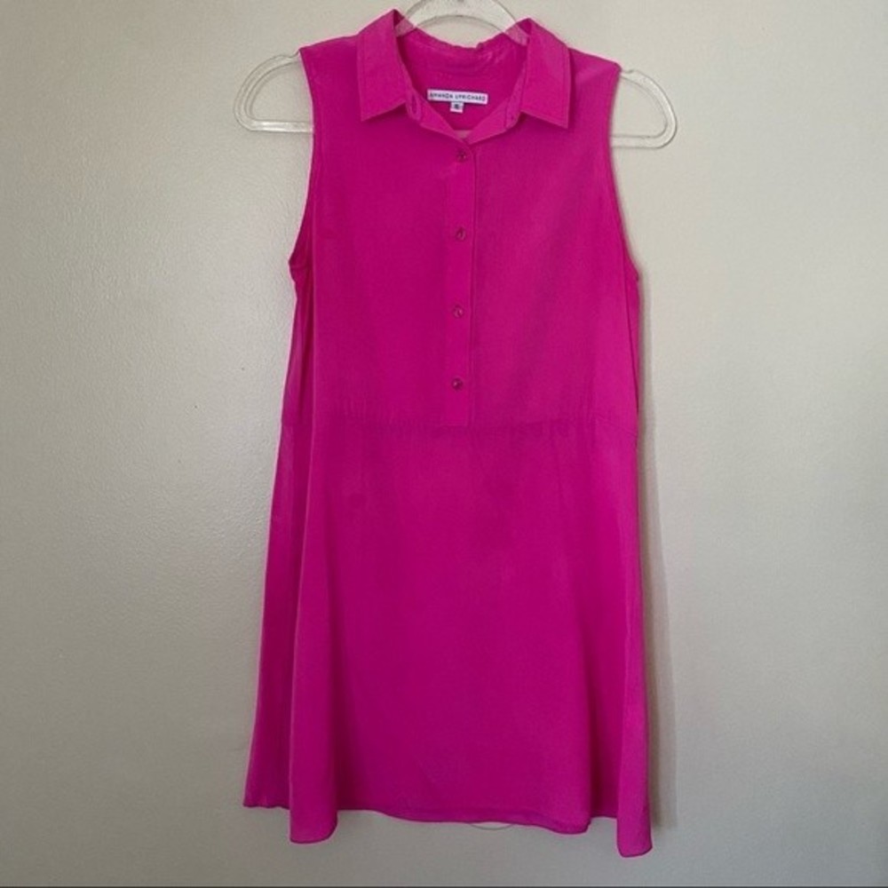 Amanda Uprichard Pink Silk Collared Sleeveless Dress FLAW